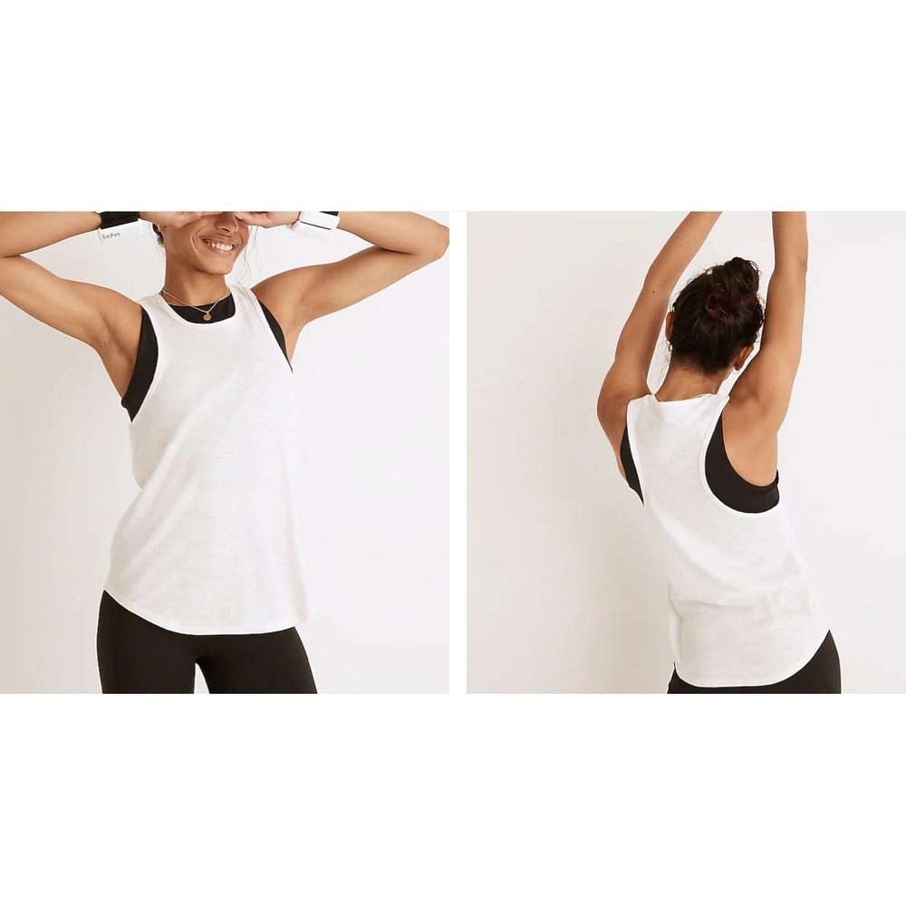 MADEWELL MWL Racerback Basic Tank Top White Women's Sz Small Cotton Modal
